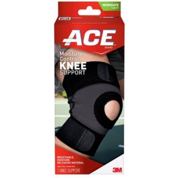 ACE™ Brand Moisture Control Knee Support, Medium, Black/Gray, 1/Pack