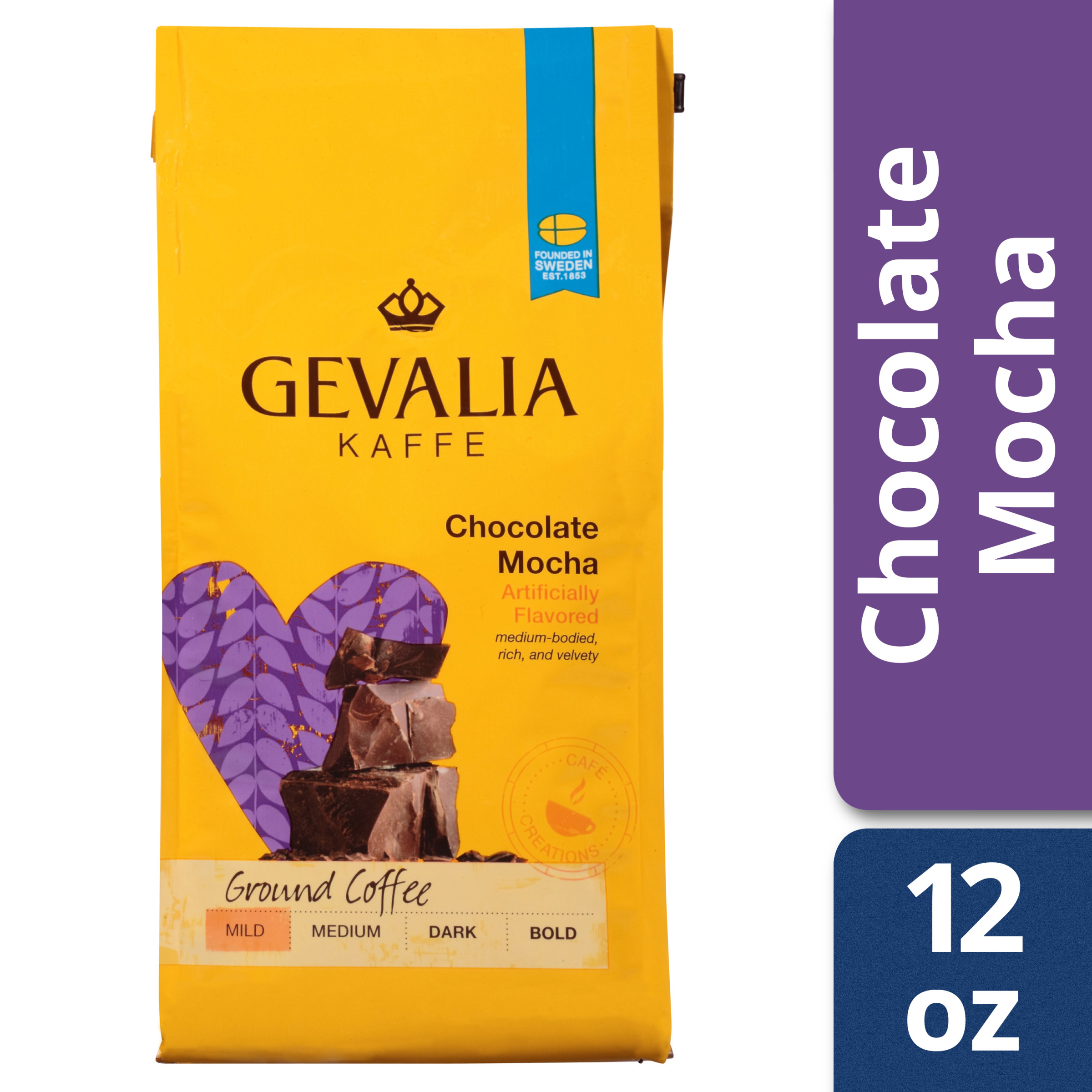 Gevalia Chocolate Mocha Flavored Ground Coffee, Caffeinated, 12 oz Bag