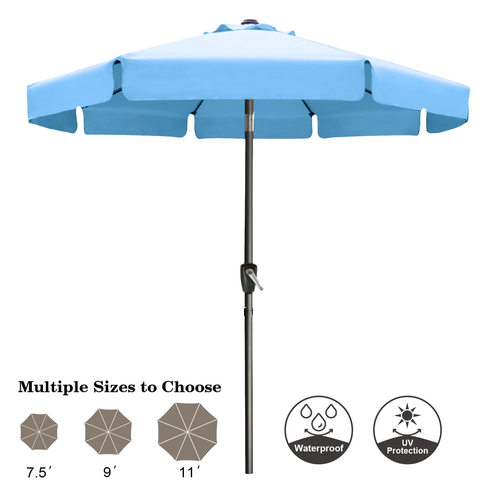 8 Ribs 12+Colors,Turquoise ABCCANOPY 9FT Patio Umbrella Outdoor Umbrella Market Umbrella with Push Button Tilt