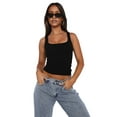 thumbnail image 2 of Womens Summer Square Neck Going Out Tops Ribbed Basic Tank Crop Workout Tops, 2 of 9