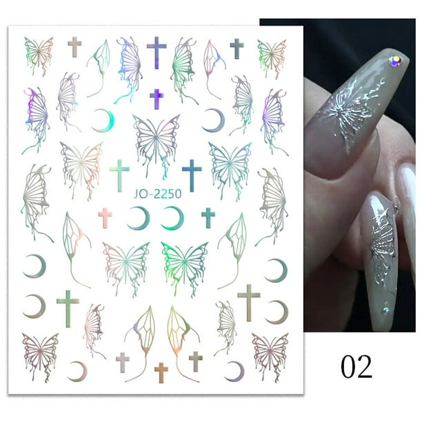 1 Uds. 3D láser corazón letra pegatina para uñas decoración de uñas flor estrella accesorios para uñas calcomanías pegatinas suministros para uñas piezas para uñas Dengxun unisex