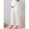 thumbnail image 6 of Women'S Maternity Jeans over Belly Skinny Stretchy Denim Pants Comfy Slim Pregnancy Pants White XL, 6 of 8