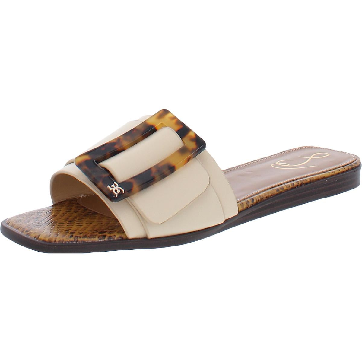 Sam Edelman Womens Inez Leather Square Toe Slide Sandals - Walmart.com