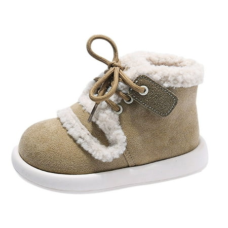 

Fashion Winter Children Boots Boys And Girls Flat Ankle Boots Lace Up High Top Cotton Wool For Warmth And Comfort