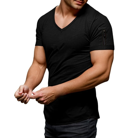 TBWNWG Men's Casual V Neck T Shirts With Zipper Design for Everyday Use for Spring and Summer and Ideal for Pairing with Jeans or Casual Pants,Sizes S