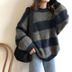 thumbnail image 1 of Suéter de punto a rayas anchas con colores a juego y cálido de vellón para otoño e invierno, suave y cómodo para todas las combinaciones, 1 of 5