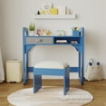 thumbnail image 7 of Kids Desk and Chair Set, Study Desk for Boys and Girl, Wooden Kids Writing Table with Cloth Drawers and Pen Holder, Blue, 7 of 7