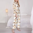 thumbnail image 3 of Logiee Cute Bee Gnome Print Womens Pajamas Set,Long Sleeve Sleepwear,Button Down Lounge Set 2 Pieces,Soft Nightwear Pjs Set-X-Large, 3 of 7