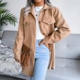 thumbnail image 2 of LYXSSBYX Women Long Sleeve Shacket Jacket Hot Sale Clearance Fashion Women Solid Color Autumn and Winter Single-breasted Woolen Coat, 2 of 6