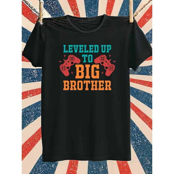 Greenink Level Up to Big Brother Tee men t shirt black elegant summer Comfortable activewear, perfect for gifts Fashion Unisex Shirt Graphic tshirts