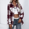 thumbnail image 3 of Chaqueta de mujer con cuadros y botones, chaqueta de transición oversize, sobrecamisa de manga larga, blusa, abrigo, chaqueta camisera, chaqueta vaquera estilo boyfriend, 3 of 6