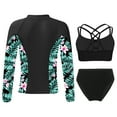thumbnail image 2 of HULIJA Kids Girls Rash Guard Set Bikini Swimsuit with Sun Protection Long Sleeve Zipper Jacket UPF Black 10, 2 of 7