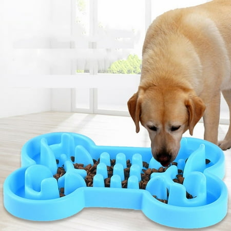 Ikemiter Pet Bowl Silicone Bone Shaped Anti-chock Convex Slow Feeder 