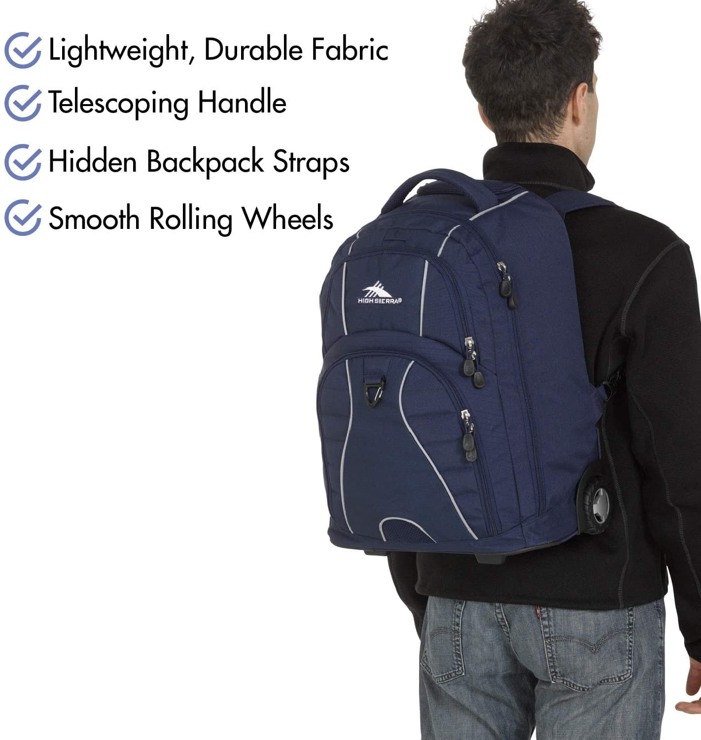 high sierra freewheel wheeled laptop backpack