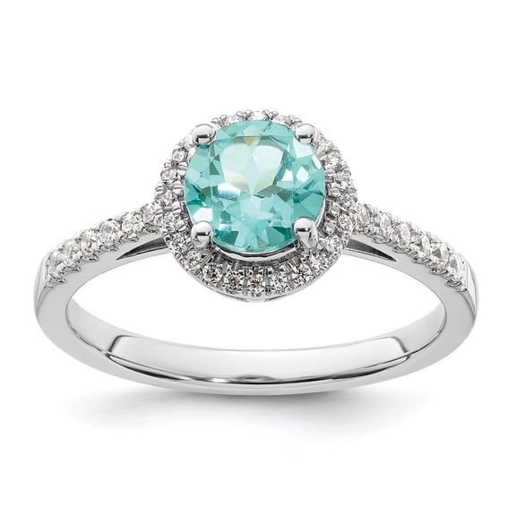 Auriga Fine Jewelry 14K White Gold Lab Grown Diamond and Created Paraiba Ring for Women Size 7 (Carat: 0.22cttw, Clarity: SI2, Color: GH)