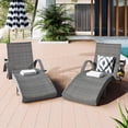 thumbnail image 4 of 80" Outdoor Chaise Lounge Set of 2 with Pull-Out Table & 5-Position Recliner – Wicker Patio Chairs for Poolside Sunbathing, 4 of 18