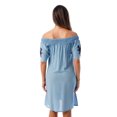 thumbnail image 3 of Riviera Sun Short Sleeve Off Shoulder Dress 21831-BLK-M (Light Denim with Navy Embroidery, Large), 3 of 3
