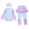 thumbnail image 4 of Girls Swimsuit Ruched Side Bikini Sets for Girls 10-12 Drawstring Tankini Sets 3-Piece Hawaiian Beach Skirt Cute Ruched Bathing Suit, 4 of 4