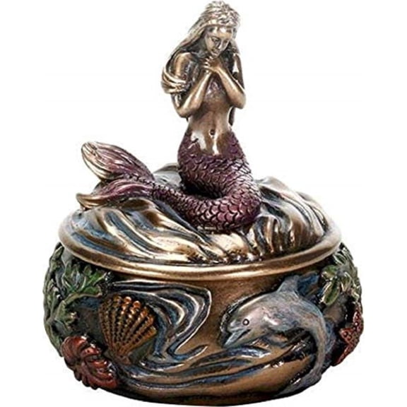 Art Nouveau Mermaid Sitting Jewelry Trinket Box Storage Container Decoration New