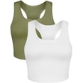 thumbnail image 1 of Charmo Crop Tank Tops for Women Built-in Shelf Bra Racerback Cotton Sports Crop Top 2 Pack, 1 of 6
