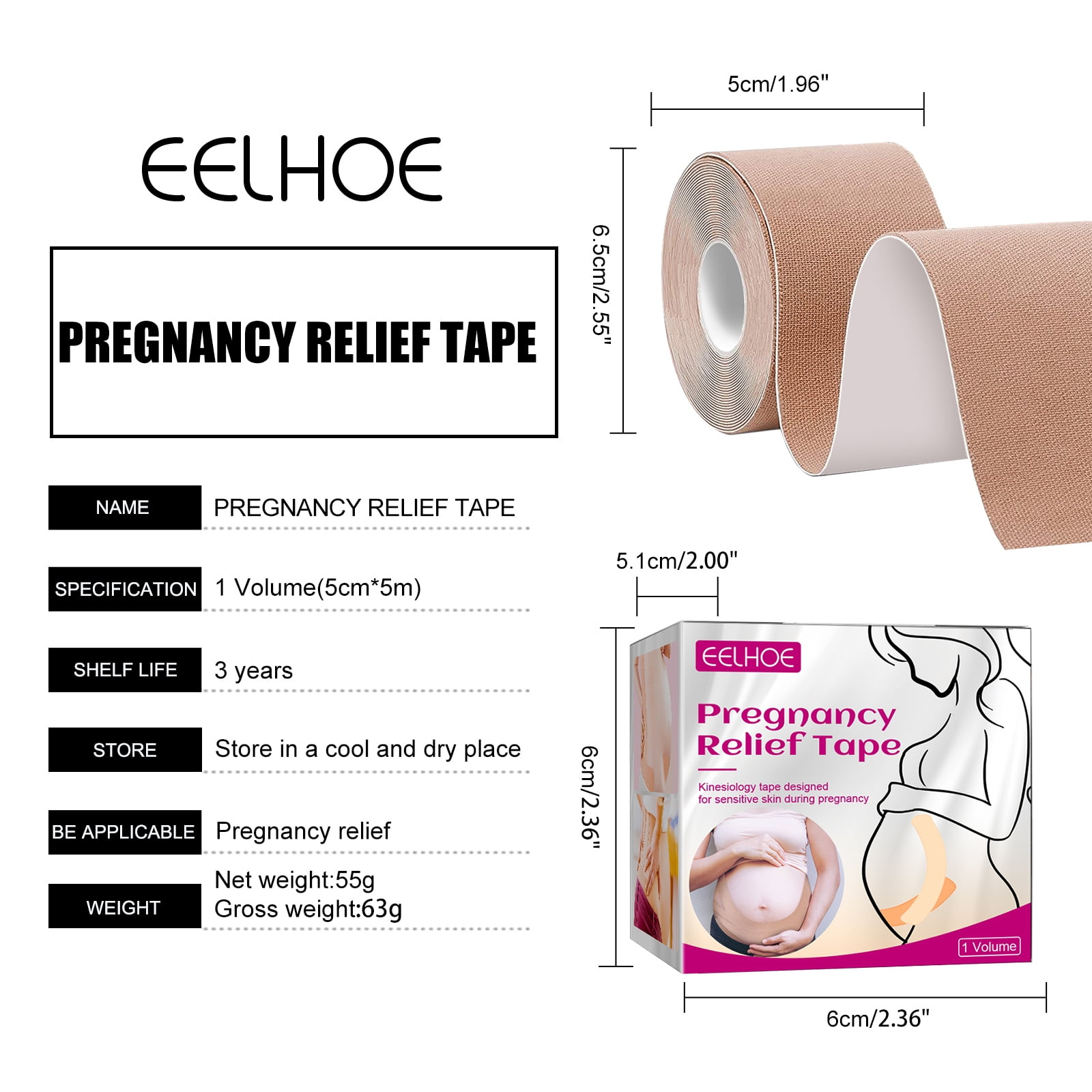 Kinesiology Pregnancy Tape Belly Fetus Support Pain Relief Belt