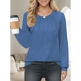 thumbnail image 4 of Weardear Blouses for Women Dressy Long Sleeve Shirts Casual Spring Tunic Tops with Pleats, 4 of 5