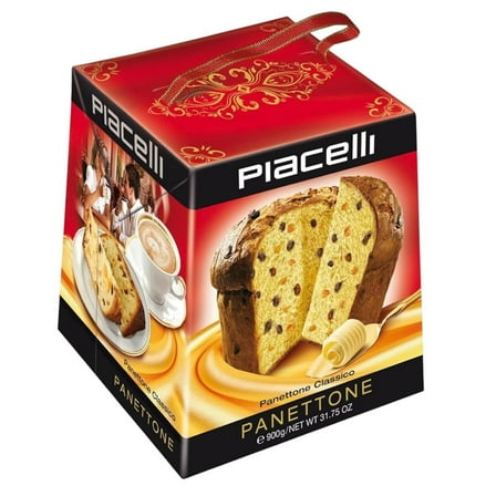 PIACELLI Classic Panettone with Raisins & Candied Orange Peel - Authentic Italian Delight Bread Cake with Plastic Cake Cutter - Holiday Cakes Ideal for Dessert and Gift - 900g/2lb