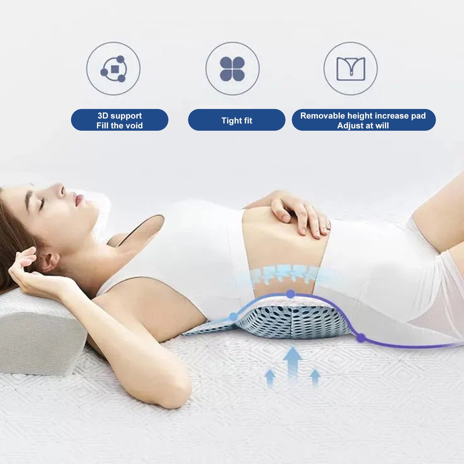 Bobasndm Lumbar Support Pillow for Sleeping, 3D Air Mesh Back Pillow for Bed, Adjustable Height Lumbar Pillow for Lower Back Pain Relief, Soft Back Support Pillow