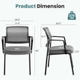 thumbnail image 3 of JONPONY Mesh Back Stacking Chairs with Armrests, Ergonomic Upholstered Fabric and Sturdy Metal Frame, Ideal for Office, Reception, Gray, 1 pack, 3 of 9