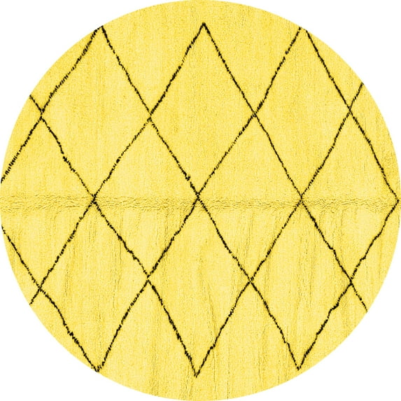 Ahgly Company Machine Washable Indoor Round Solid Yellow Modern Area Rugs, 8' Round