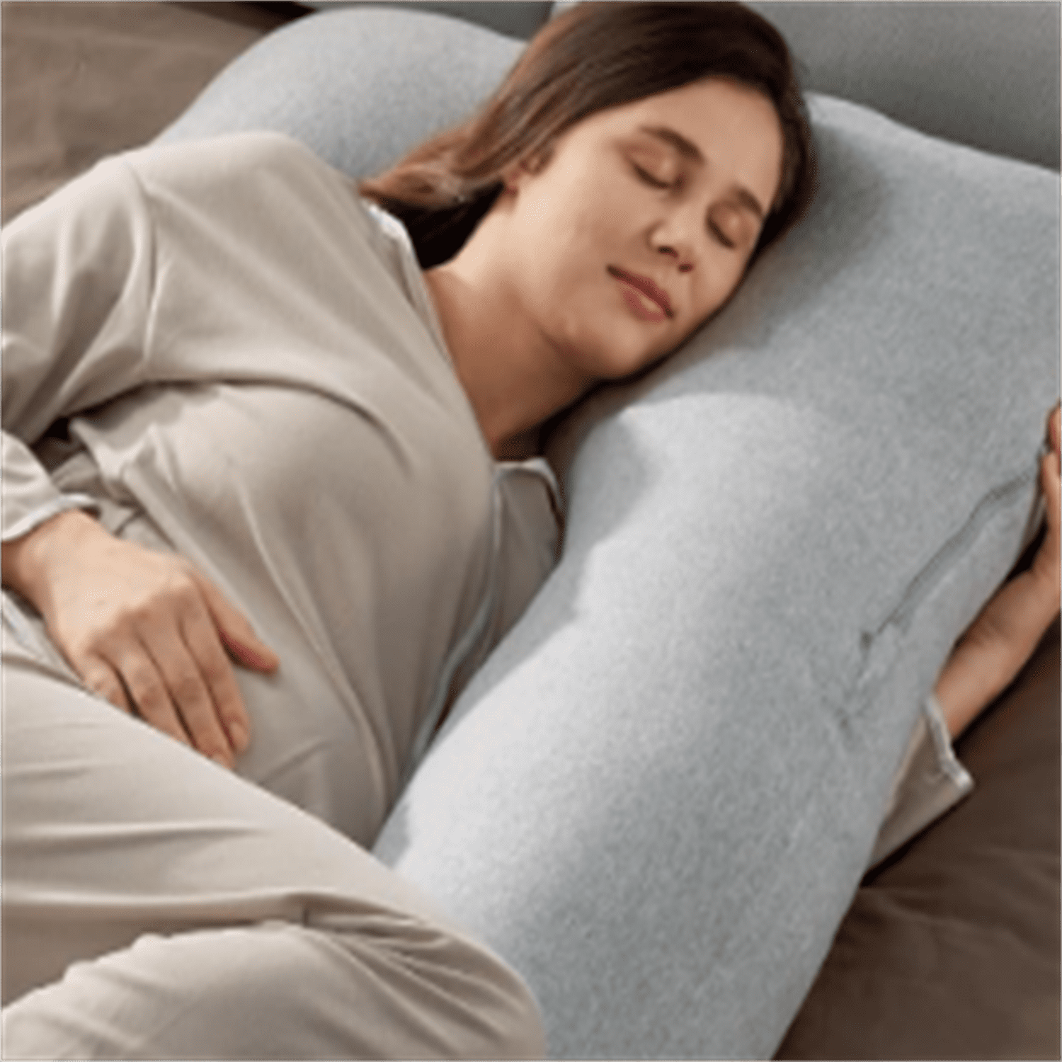 Shaped Pregnancy Pillows with Cotton Removable Cover, 57 Inch Full Body Pillow Maternity Support, Must Have for Pregnant Women, Hatha Grey