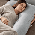 thumbnail image 2 of Shaped Pregnancy Pillows with Cotton Removable Cover, 57 Inch Full Body Pillow Maternity Support, Must Have for Pregnant Women, Hatha Grey, 2 of 6