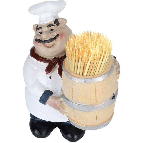 ANGGREK Chef Sculpture Toothpick Holder, Cute Fat Rustic Retro Style Resin Chef Statue, Nordic Figurine Crock Decorative for Restaurant Hotel Kitchen Tabletop Decor Craft