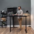 thumbnail image 3 of VIVO Electric Stand Up Corner Desk, Light Wood Table Tops, Black Frame, 3 of 9