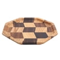 thumbnail image 2 of Grid Pattern Wood Plate Fruit Dishes Holder Tea Tray Dessert Dinner Bread Serving Tray20x20cm, 2 of 7