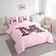 thumbnail image 2 of Erosebridal Kawaii Cheetah Print Bow Girl Bedding Comforter Set 7pcs,Girls Teens Leopard Print Letter Monogrammed M Queen Bedding Sets,Pink Reversible, 2 of 6