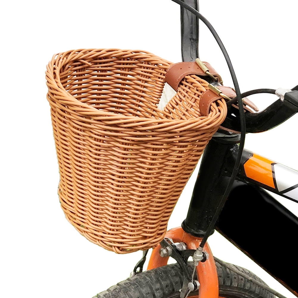 Solid Color Rattan Bicycle Baskets, Firm Artificial Woven Bicycle Bag