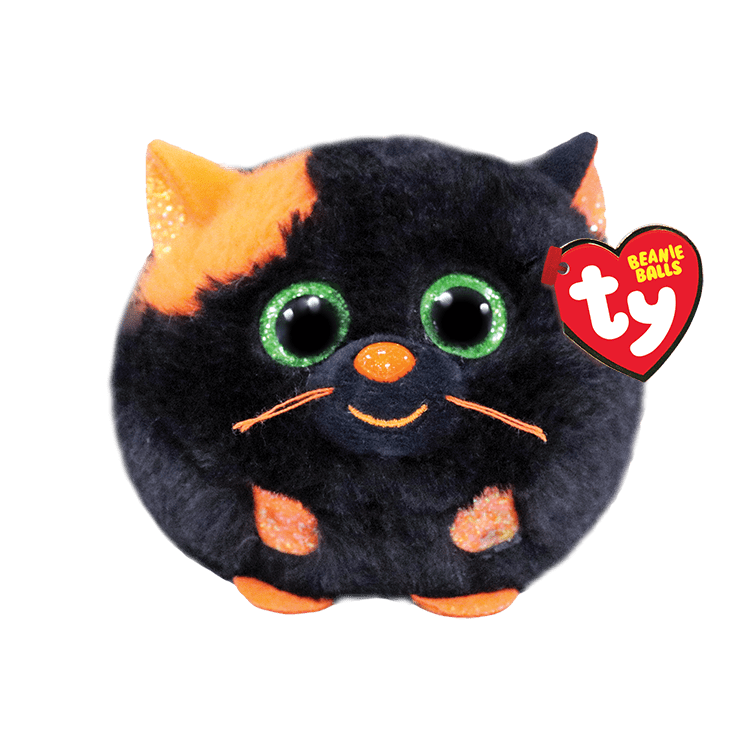 Ty Beanie Balls (Puffies) SALEM the Halloween Cat (4 Inch) Plush