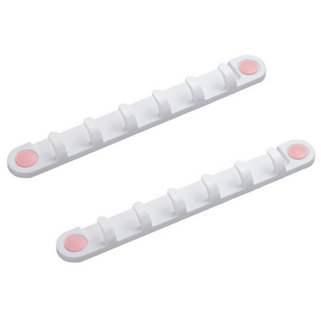 

NUOLUX 2pcs Kitchen Bathroom Self Adhesive Wall Hanging Hook Rack with 6 Hanger Hooks