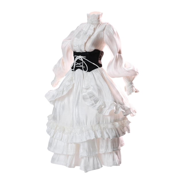 Bunblic Robe Longue Figurine Articulée 1/6 Femme Gothique Mode Accessoire Photo Poupée Tendance Accessoires de Costume Facile à Porter Robe de Soirée Blanche