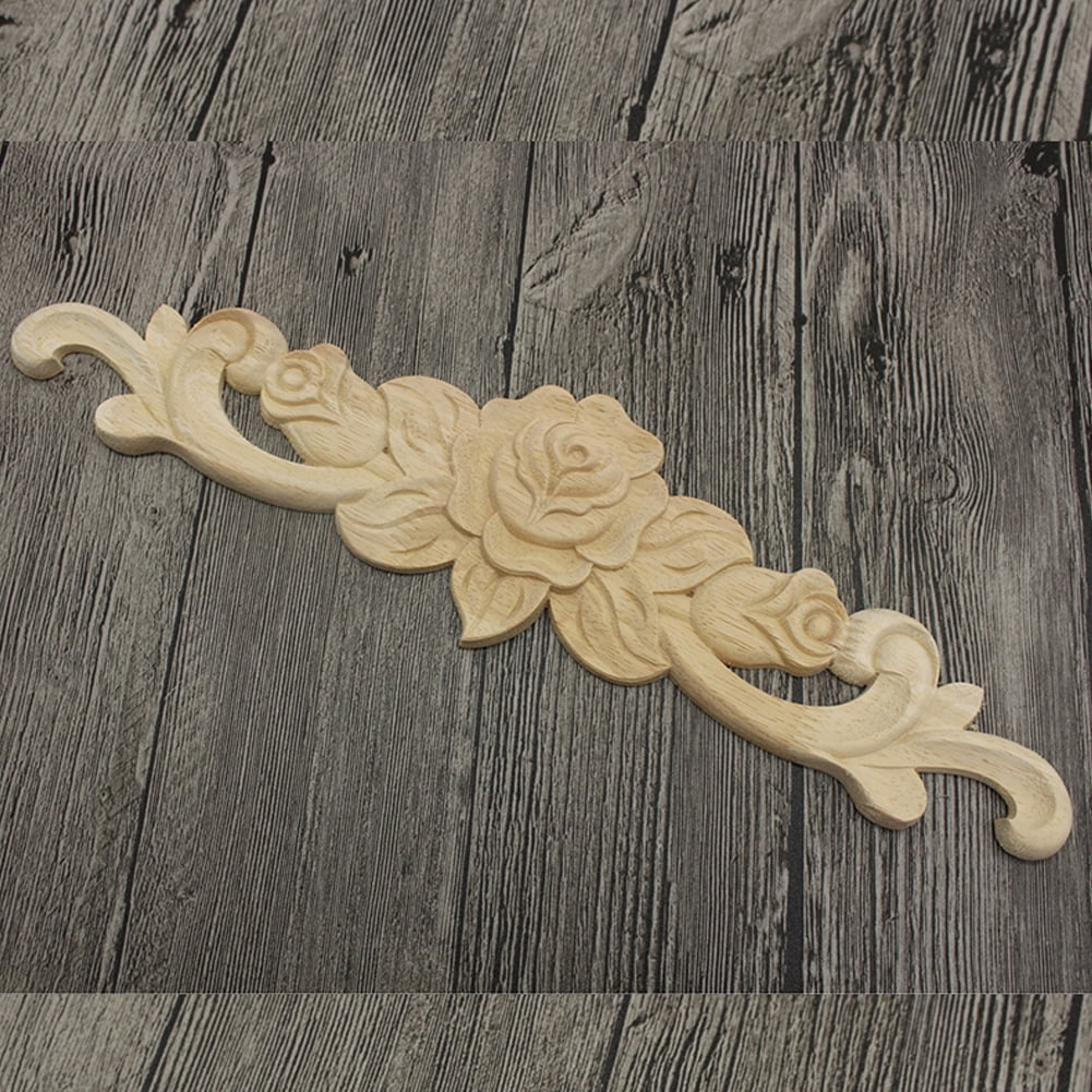 1 Piece Wood Applique Woodcarving Decal Furniture Wardrobe Door Decor Unpainted