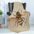 thumbnail image 4 of Honeycomb Soft Flannel Fleece Throw Blanket, Honey Bee Portrait with Geometrical Shapes Vintage Style Pattern, Cozy Plush for Indoor and Outdoor Use, 50" x 70", Beige Brown Earth Yellow, by Ambesonne, 4 of 5