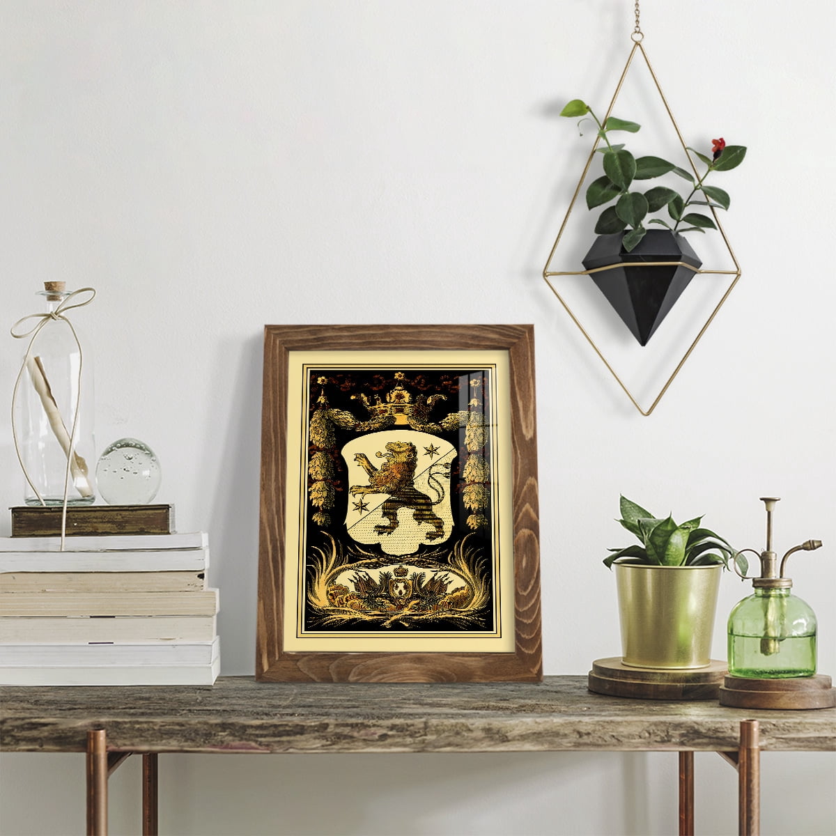 Family Crest III -Framed Print w/glass-Walnut