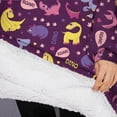 thumbnail image 3 of Oversized Wearable Blanket Hoodie,Purple Dinosaurs Dino Roar Pattern Sherpa Blanket Hoodie with Super Pockets,Super Warm Fuzzy Pullover for Women & Men, 3 of 6