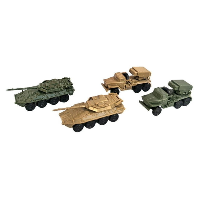 4 piezas, modelo de tanque a escala 1:144, modelo 4D, juguete, tanque, manualidades, vehículo blindado multifuncional, montaje DIY para niños y niñas.
