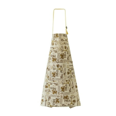 

Nordic Style Apron Linen Printed Cleaning Apron Oilproof and Dirt Proof Hanging Neck Apron Kitchen Cooking Pinafore (English Letters)