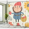 thumbnail image 4 of Ambesonne Garden Scene Shower Curtain, Nostalgic Gnome Print, 69"Wx84"L, Marigold Peach and Blue Grey, 4 of 4