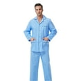 thumbnail image 3 of GLOBAL Men's Cotton Notch Collar Pajama Set with Pockets, 2-Piece, Sizes S to 3XL, 3 of 6