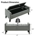 thumbnail image 4 of Velvet Storage Bench, Upholstered Bed Bench with Storage, End of Bed Ottoman with Wooden Legs,Bedside Storage Bench for Bedroom, Living Room, or Entryway, Grey, 4 of 9
