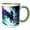Green/White, variant on 3drose, Black Unicorn Ai Generated Art, 15oz Two-tone Black Mug